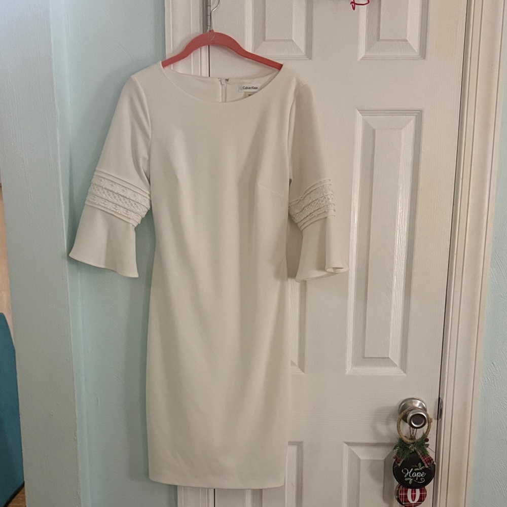 Calvin Klein Cream Long Sleeve Dress